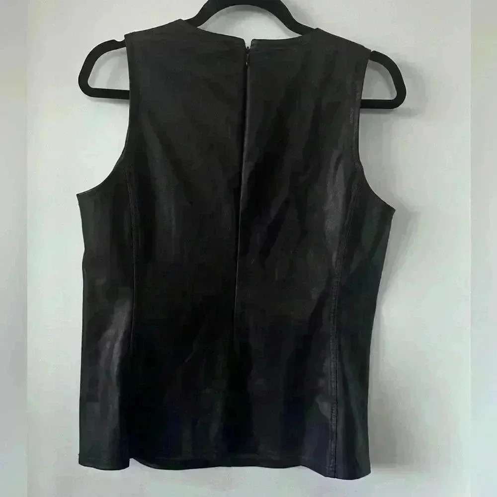 Ann Taylor Faux Leather Bordeaux top - Picture 2 of 5